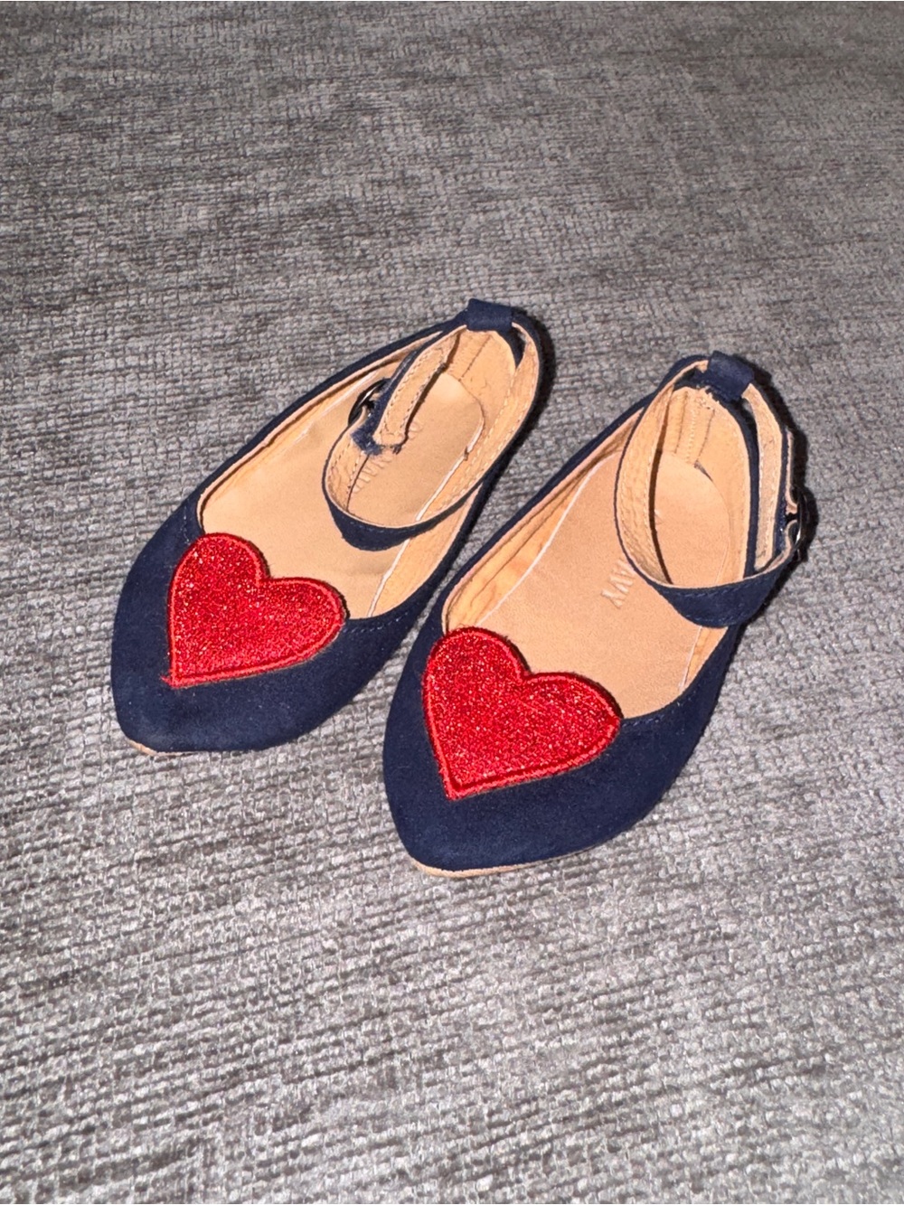 Old Navy Navy Flats with Red Glitter Heart Accent